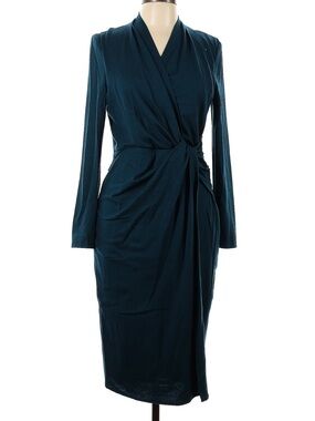 The Fold US Size 10 Teal Long-Sleeve Sheath Dress with stretch.